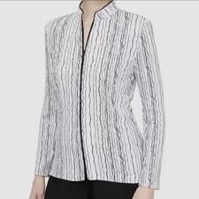 Alex Evenings Drizzle Print Zip Jacket White Black Silver PS Glam Party Holiday