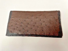 Brown Genuine Ostrich Checkbook Cover - USA