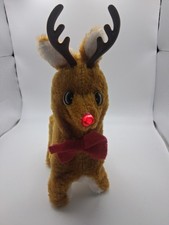 Vintage Rudolph the Red Nosed Reindeer Musical Motion Plush 1970s Works