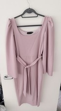 Pretty Little Thing Dusty Pink Flared Open Sleeve Midi Dress Size Uk 12