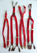 Lot of 4 Vintage Boy's Red Elastic Adjustable Suspenders