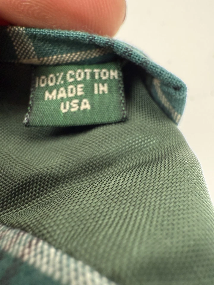 Винтажный клетчатый мужской галстук Abercrombie & Fitch зеленый хлопок 58 дюймов x 3,75 дюйма опрятный - Изображение 4 из 4