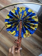 Ankara African Print Hand fan, Handheld Summer Fashion Foldable Women Hand fan