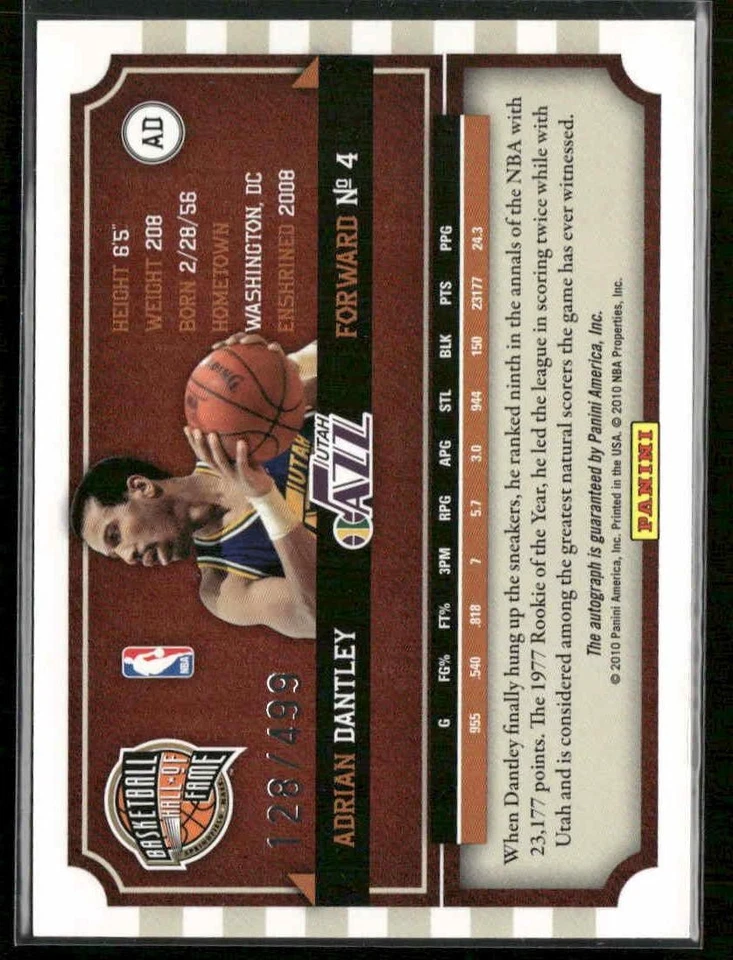 2010 Panini Hall of Fame #AD Adrian Dantley Famed Signatures #/499 - Image 2 of 2