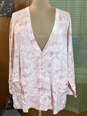 Isaac Mizrahi Live! SOHO Marble Button Front Cardigan - Pink (Size 2X)