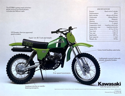 1981 Kawasaki KDX80 double-side brochure-literature KDX 80 P/N