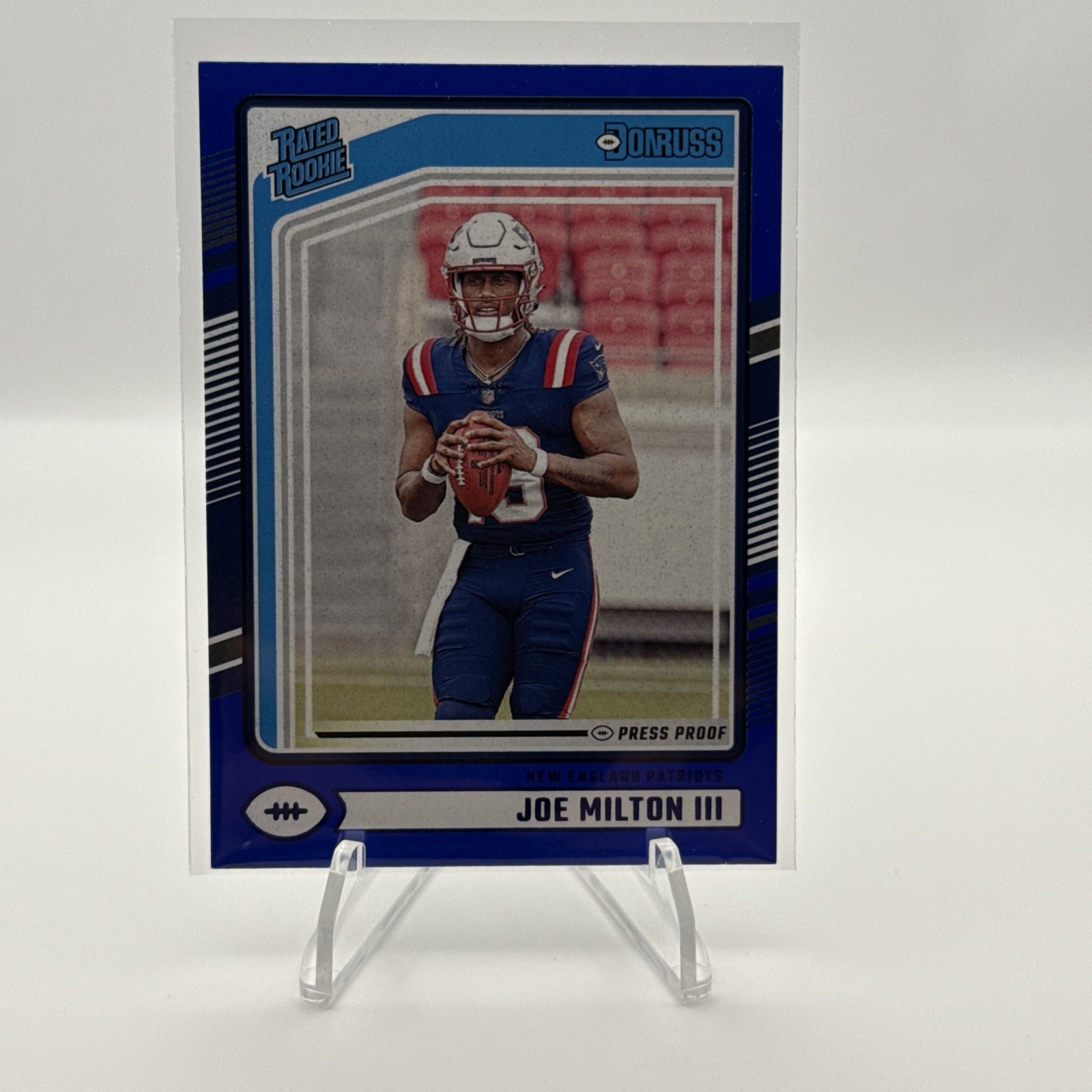 2024 Panini Donruss - Rated Rookie Joe Milton III #319 Blue Press Proof (RC)