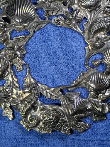 UK Godinger Sea Treasures Silver Plated 9” Decorative Wall Plaque Trivet SeaLife - Afbeelding 3 van 9
