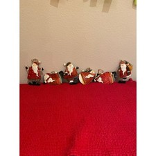 Rustic metal Santa Christmas ornaments set 6 
