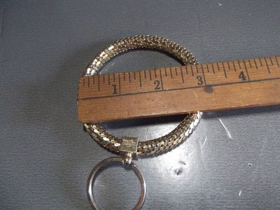 Old Unique Key Chain Metal Gold Tone Snake Skin Looking Bracelet Key Chain