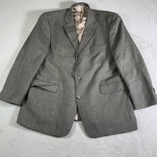 Stafford Blazer Mens 44L Gray Herringbone 100 Wool Sport Coat Jacket Classic
