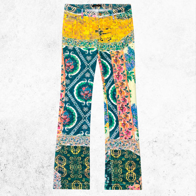 Roberto Cavalli Multicolor Patchwork Print Jeans Floral Baroque Art Denim
