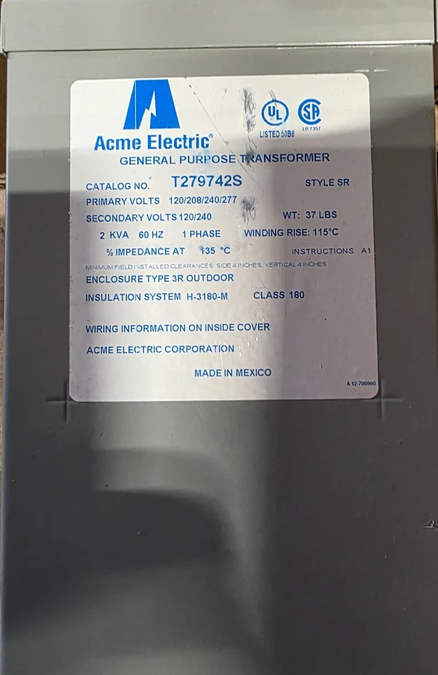 Acme Electric Corporation 2kVA General Purpose Transformer (T279742S)
