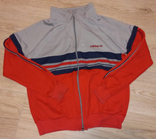 Vintage Adidas Track Jacket 80's Size Junior/Boys 156 Red/Grey Made in Hong Kong