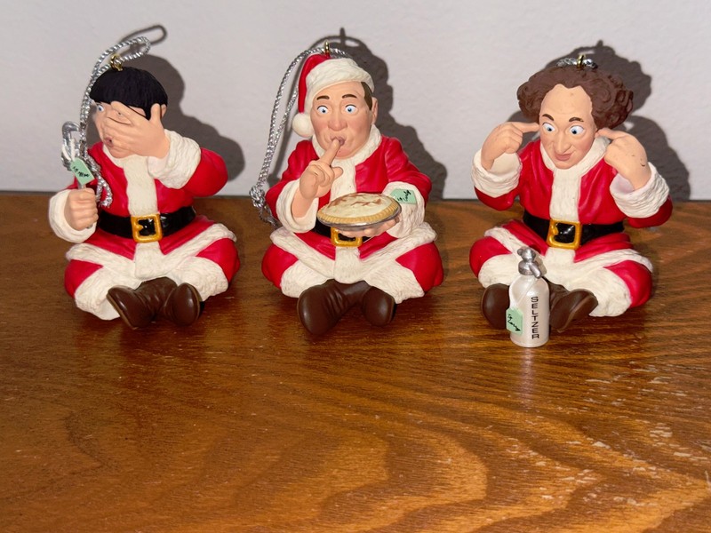 VINTAGE HALLMARK  "THE THREE STOOGES" HANGING ORNAMENTS