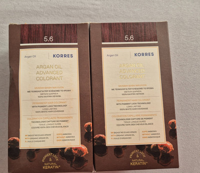 2 Stück KORRES Argan Oil Colorant   ammoniakfreie Haarfarbe Red Light Brown 5.6