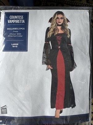 Countess Vampiretta Dress Womens Black Red Gothic Vampire Lady Halloween Costume