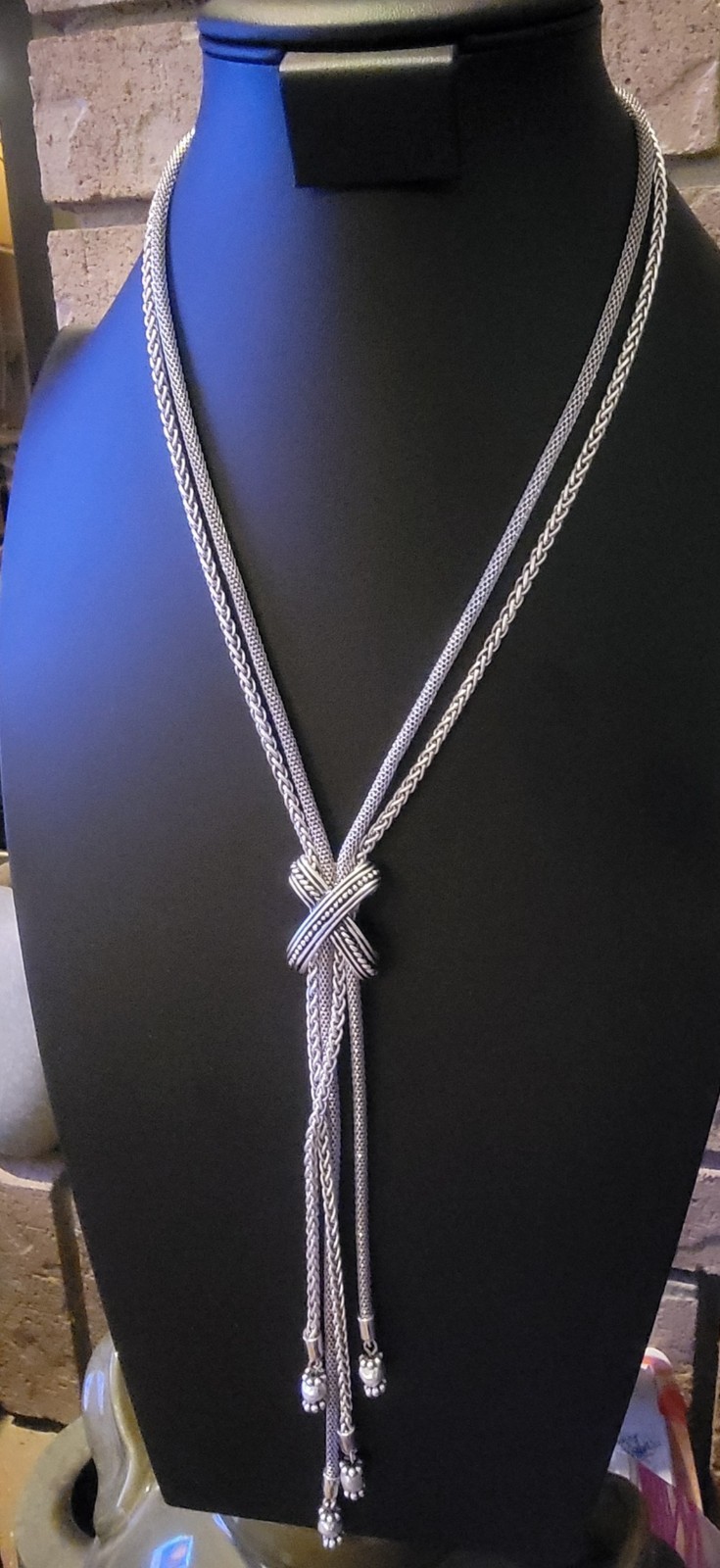 Chiccos Statement Silvertone Long Multi Strand Ne… - image 2