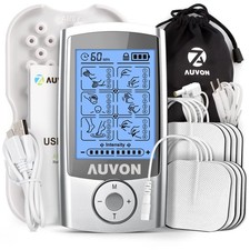 AUVON Rechargeable TENS Unit Muscle Stimulator 24 Modes with 8 Electrode Pads