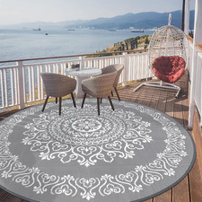 Reversible Waterproof Floral Outdoor Rug 8ft