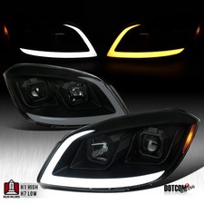 Fit 2005-2010 Cobalt 07-09 Pontiac G5 Smoke Black Led Tube Projector Headlights