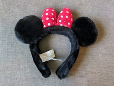 Walt Disney Minnie Mouse Ears Faux Fur Red White Polka Dot Bow Mouse