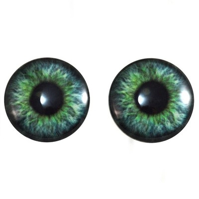 Pair Teal Green Human Fantasy Glass Eyes Jewelry Dolls Flatback Cabochons