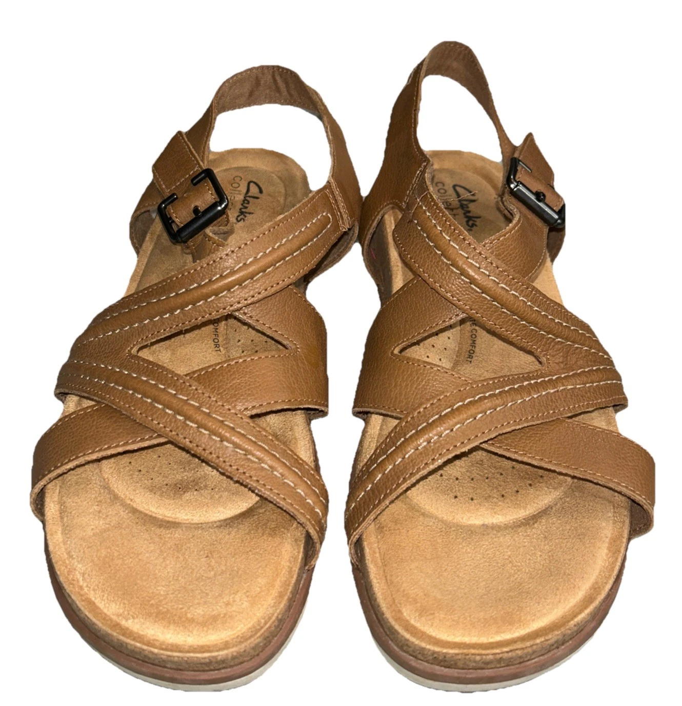 Sandali donna Clarks Brynn Ave cinturino fibbia taglia 10M marroni con cinturino comodi