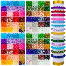 XSEINO 2400 PCS 8mm Glass Beads Bracelet Making Kit, 47 Colors Crystal Beads