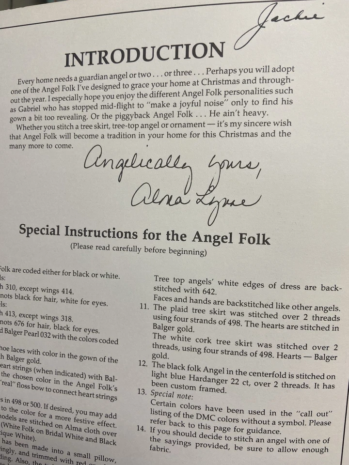 Alma Lynne Designs -Autographed- Angel Folk Counted Cross-Stitch - Image 3 of 4