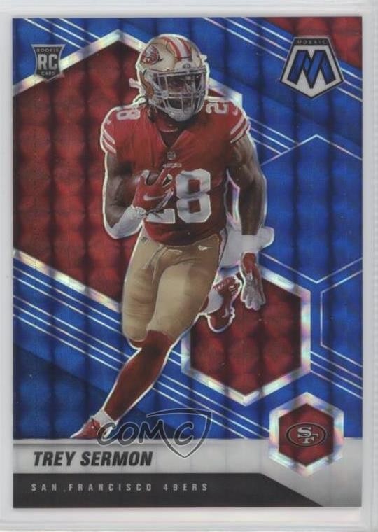 2021 Panini Mosaic Rookies Blue Prizm 74/99 Trey Sermon #324 Rookie RC 0xa