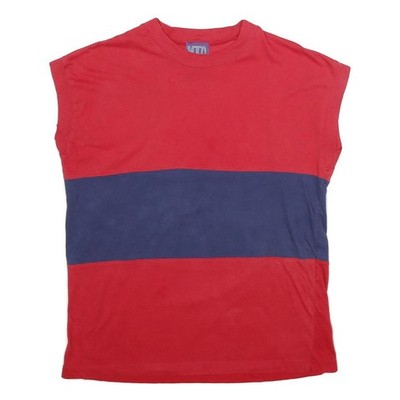 MTO Herren Color-Block T-Shirt L Rot Blau Kurzarm Rundhals Casual Sommer