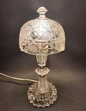 Art D&eacute;co - Pilzlampe ganz aus Pressglas mit Messingringen um 1940