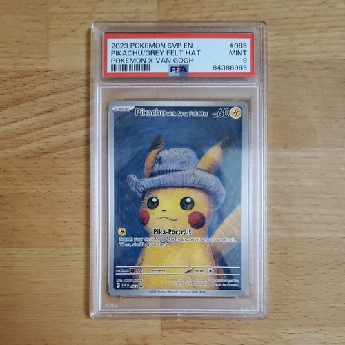 Pikachu Grey Felt Hat SVP 085 Van Gogh Pokemon Card Mint 2023 PSA 9