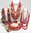 VINTAGE TO NOW COSTUME JEWELRY BEADED NECKLACE LOT, ASSORTED MATERIALS