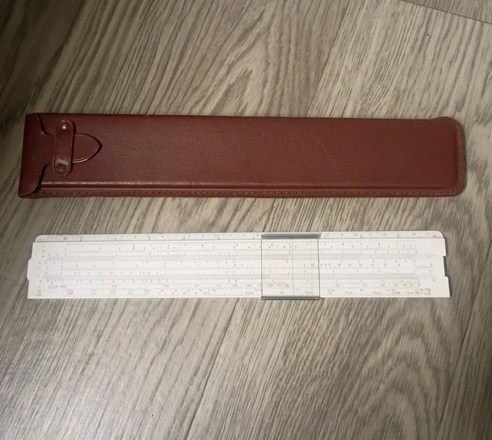 Vintage Diwa No. 551 (or 551-1) Darmstadt Slide Rule Denmark Leather Case EUC