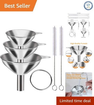 3-Piece Stainless Steel Funnel Set - Perfect for Kitchen & Bottle Filling