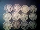 part ROLL LOT 2.20 Face 22 SILVER MERCURY DIMES W/rare Dates 18-D/S 24D Coins