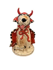 Blue Sky Clayworks Halloween Trick Or Treat Dog Devil TeaLight Holder 10” EUC