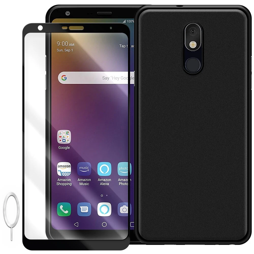 Wear-Resisting Tempered Glass Screen Protector TPU Case f LG Stylo 5 LM-Q720TSW