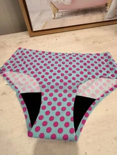 Ruby Love TEEN Period Underwear Traditional Hipster Aqua Polka Dot Large