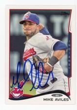 SIGNED BASEBALL CARD AUTO TOPPS 2014 MIKE AVILES CLEVELAND INDIANS #76