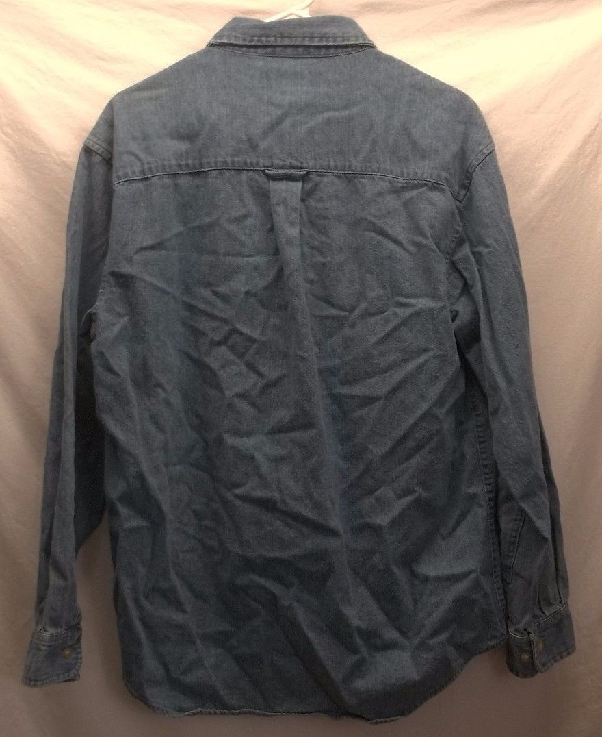 Men's Consensus Medium Solid Blue Denim Shirt LS … - image 11