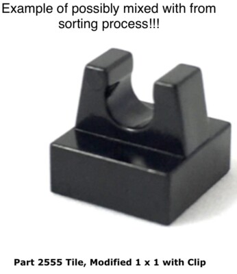 Lego 50 Pieces Black Tile Modified 1x1 with Open O Clip (read