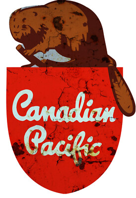 CANADIAN PACIFIC RAILROAD 19.5'' HEAVY DUTY USA MADE METAL RR ADVERTISING SIGN