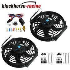2x 10 Universal Electric Radiator Cooling Fan W Thermostat Relay Mounting Kit