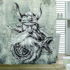 A Man With Horns Helmet 3D Shower Curtain Waterproof Fabric Bathroom Decoration