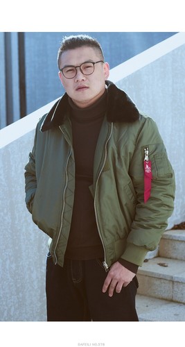 Chaqueta de bombardero retro B15 del ejército de Estados Unidos para hombre Chaqueta de piloto Cuello de piel de vuelo Abrigo informal - Imagen 17 de 36