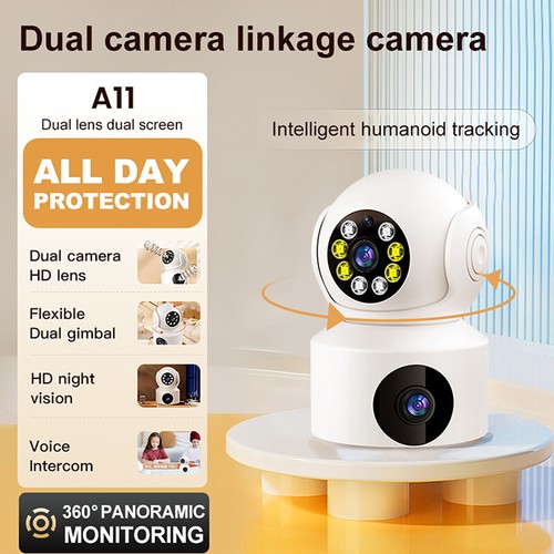 Camera Dual Lens Dual Screen Baby Monitor Home Security Camera PTZ Auto Tracking - Afbeelding 9 van 12