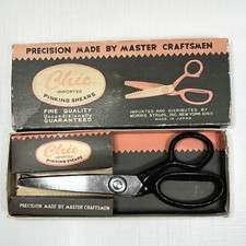 Vintage Chic Chrome Plated Pinking Shears Made Japan Original Box Sewing